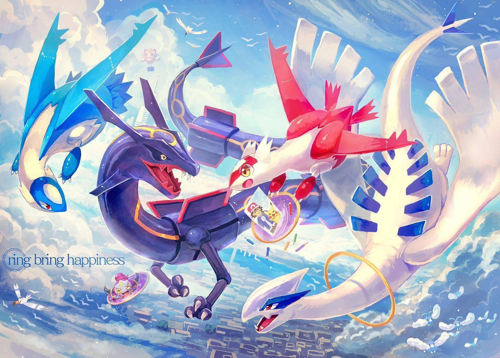 Hoopa Flying With Rayquaza Picture