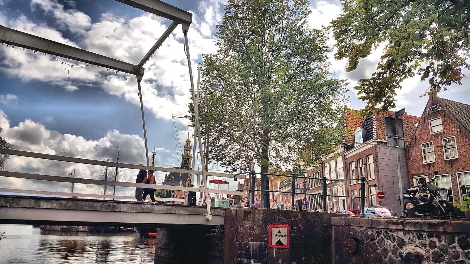 Hoorn Canal Bridge Sunny Day Wallpaper