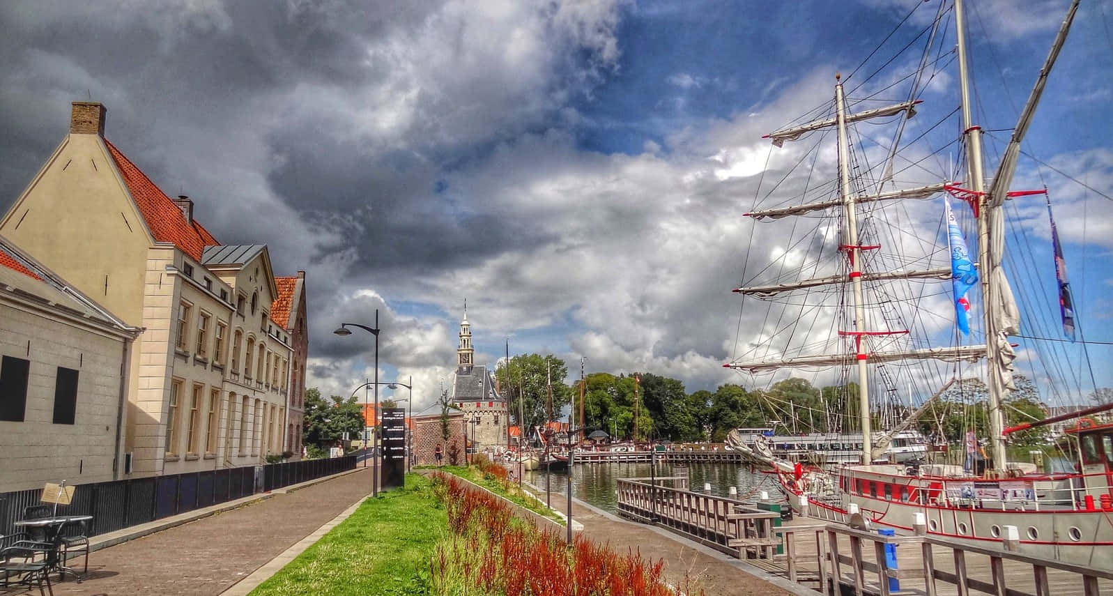Hoorn Harbor Tall Ship Netherlands Wallpaper