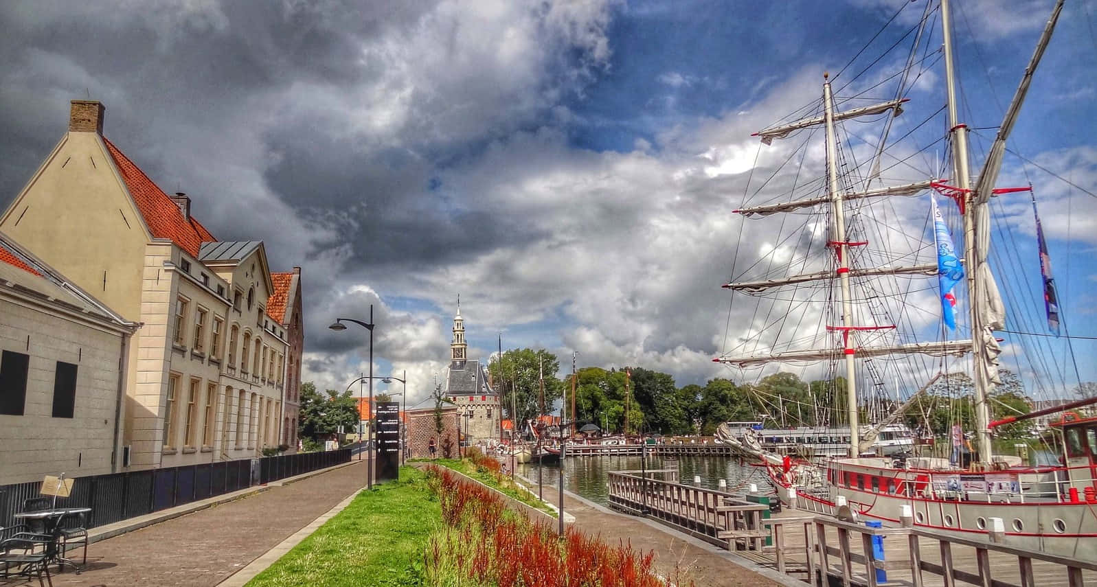 Download Hoorn Harbor Tall Ship Netherlands Wallpaper | Wallpapers.com