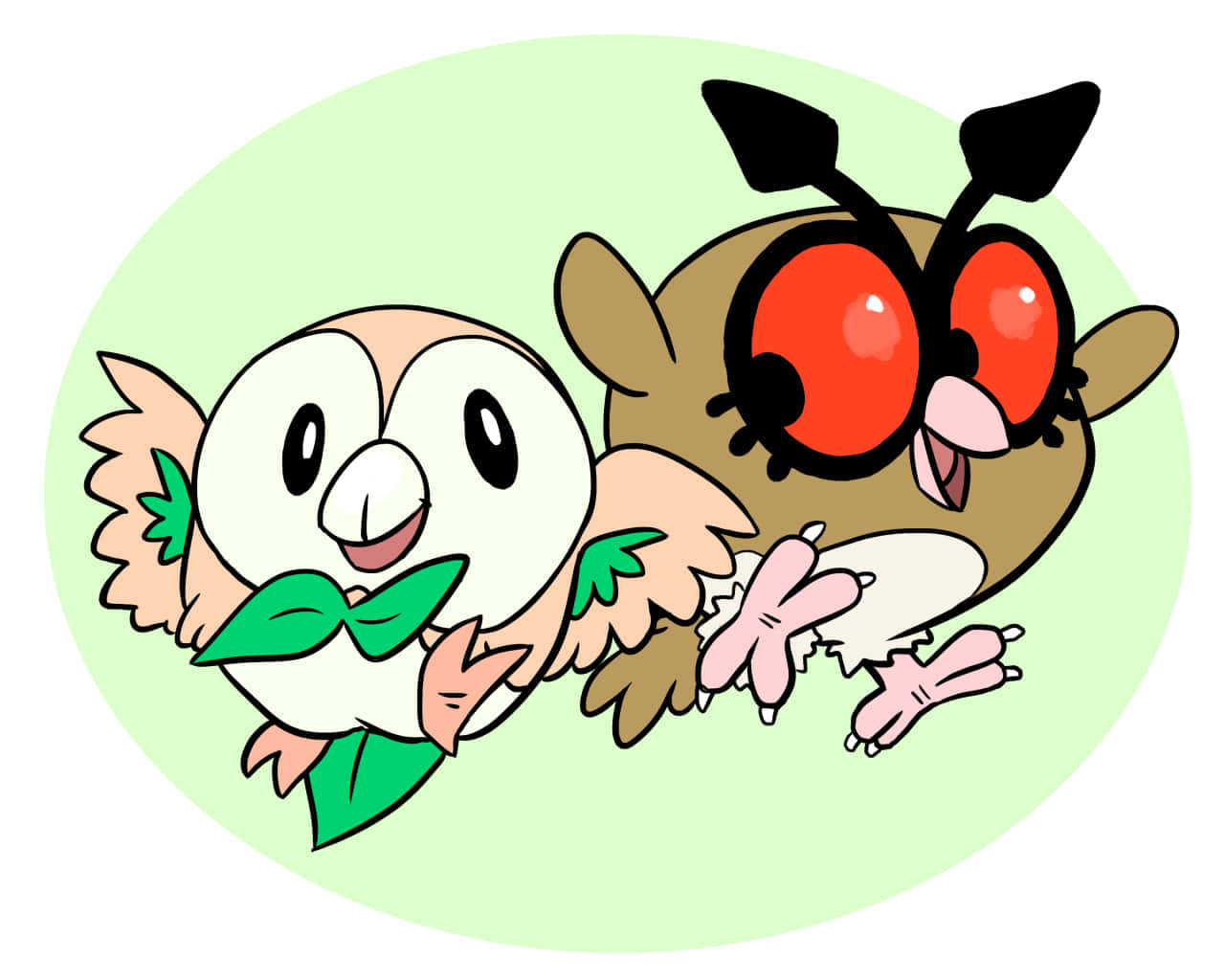 Hoothoot And Rowlet Cute Animation Wallpaper