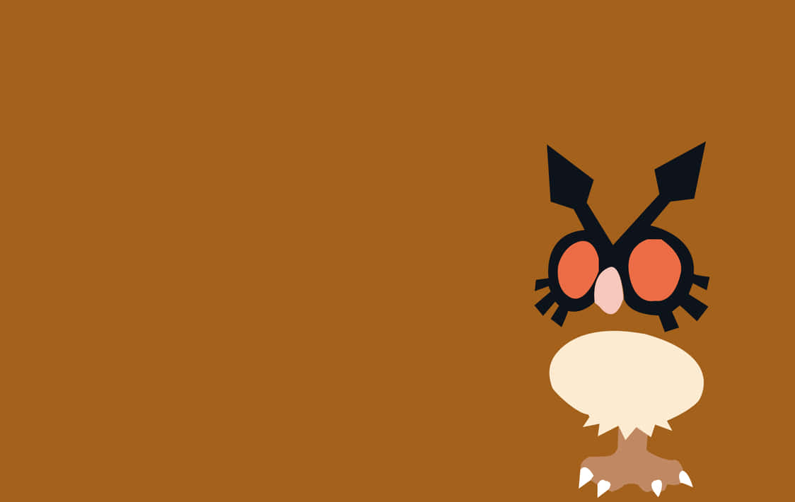 Hoothoot Illustration On Bright Brown Background Wallpaper