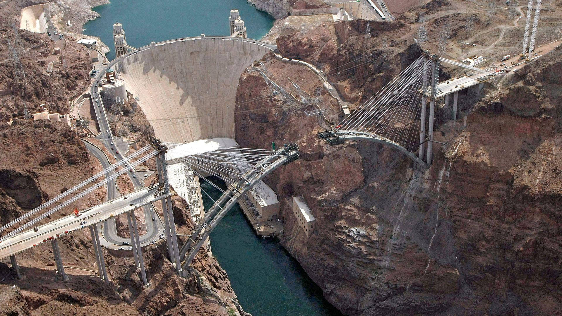 Hoover Dam Motorväg Under Konstruktion Wallpaper