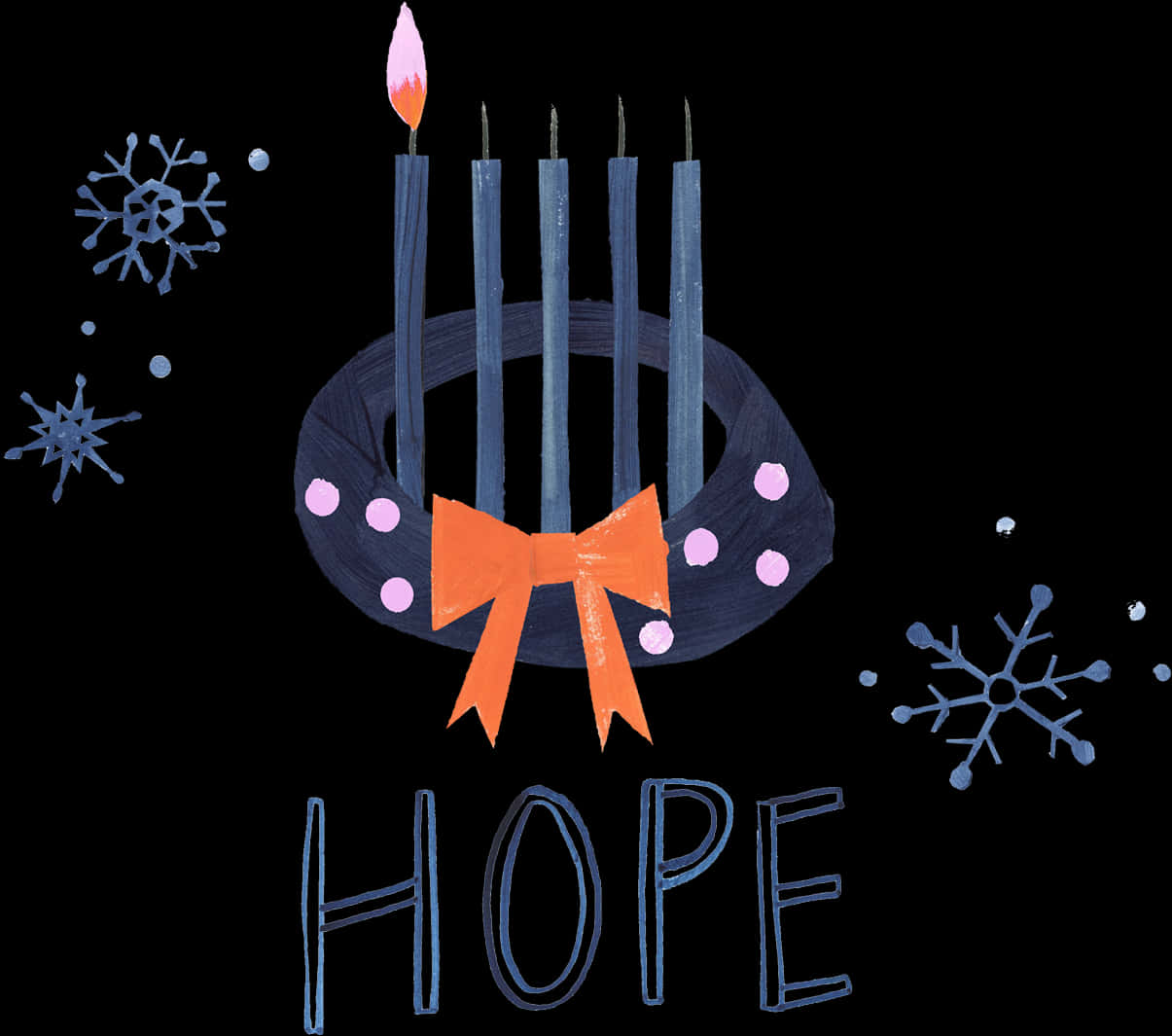 Hopeful Birthday Candleand Snowflakes PNG