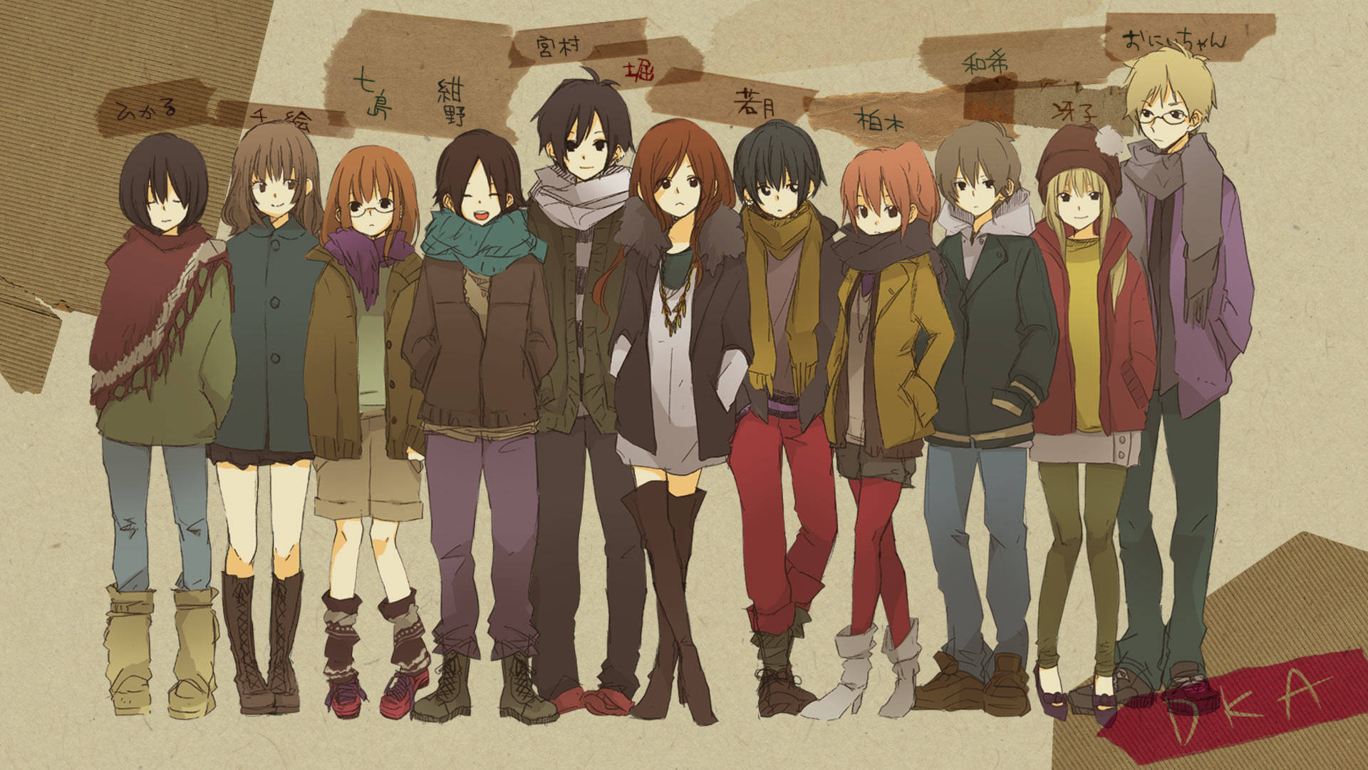 Horimiya Characters In Winter Outfits Wallpaper