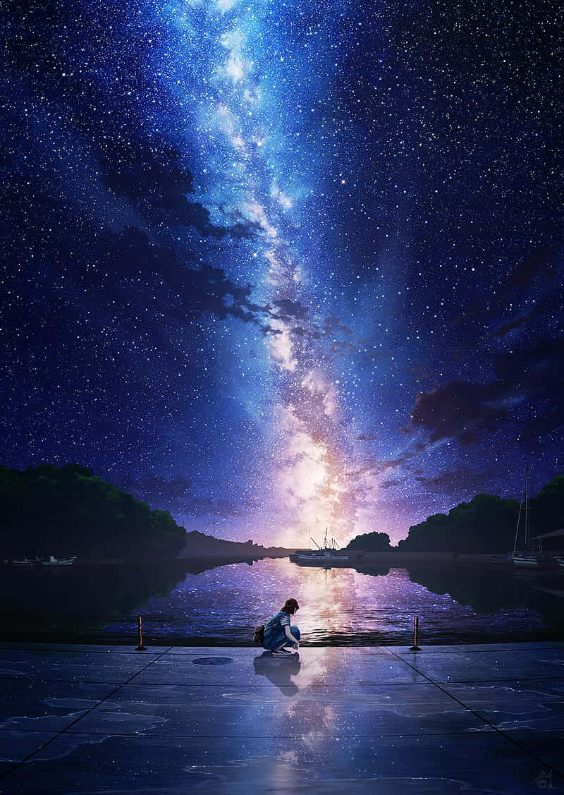 Fondode Pantalla Horizontal De Un Cielo Nocturno Anime. Fondo de pantalla