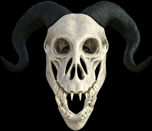 Horned Demon Skull Illustration PNG