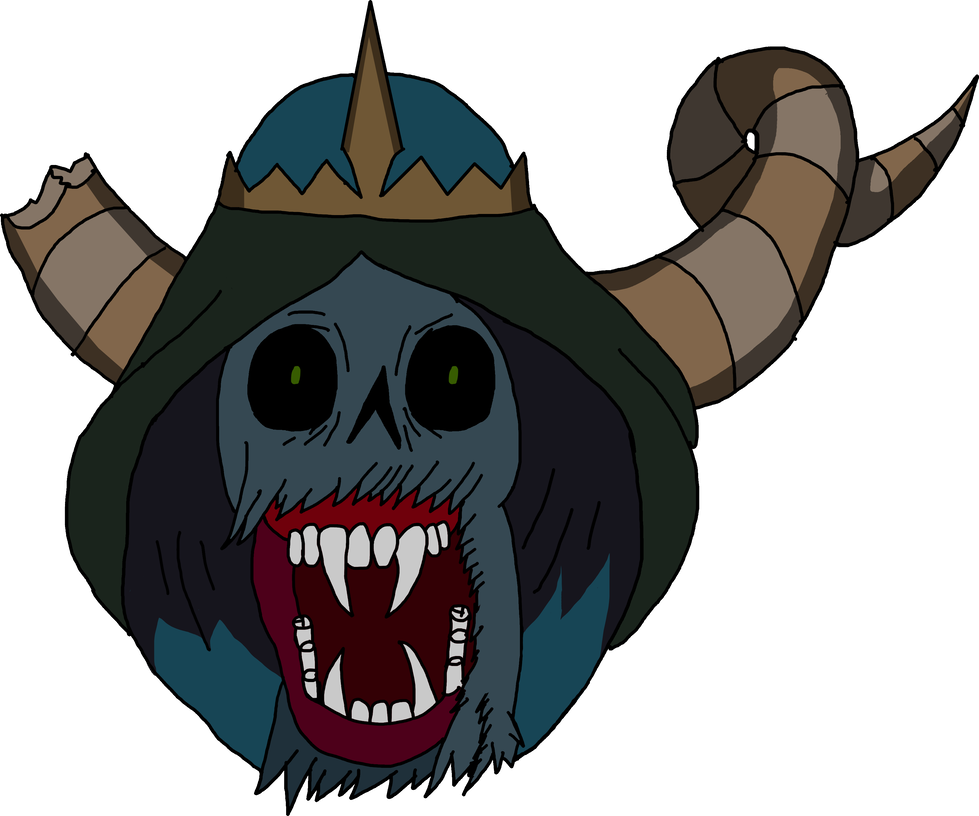 Horned Skull Adventurer Illustration PNG