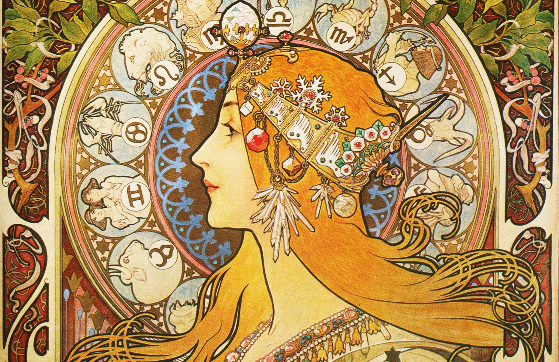 Horoscope Medieval Wheel Chart Art Wallpaper