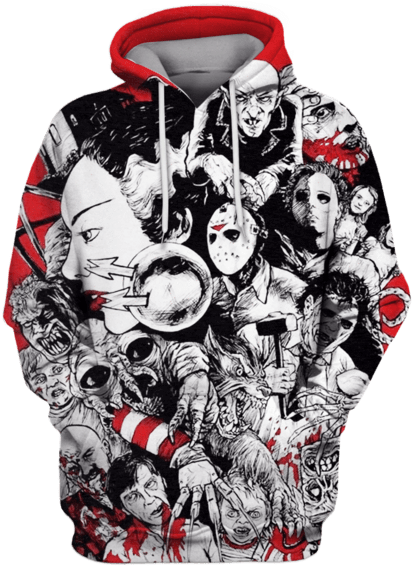 Horror Icon Collage Hoodie PNG