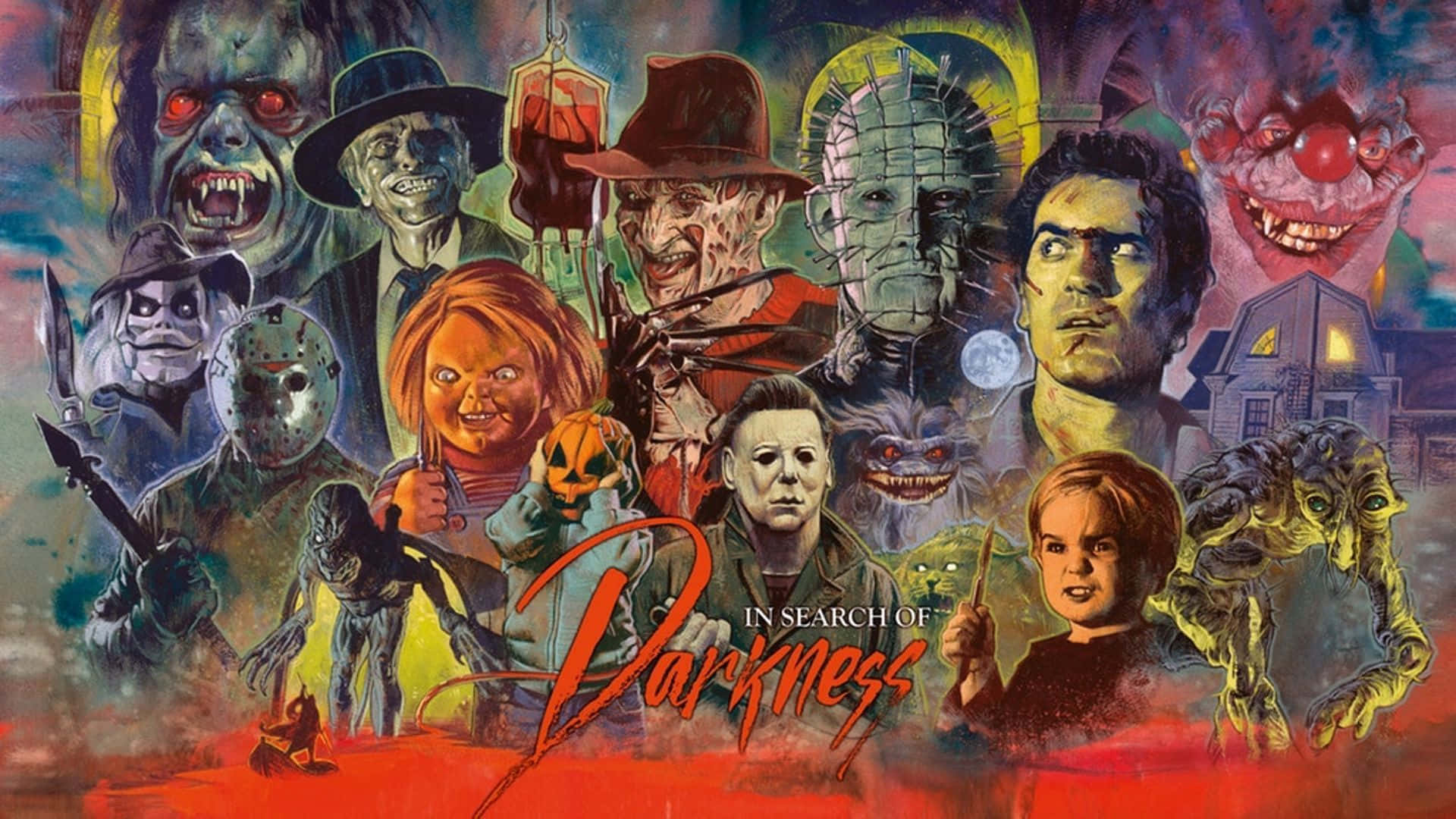 A lineup of classic horror movie icons Wallpaper