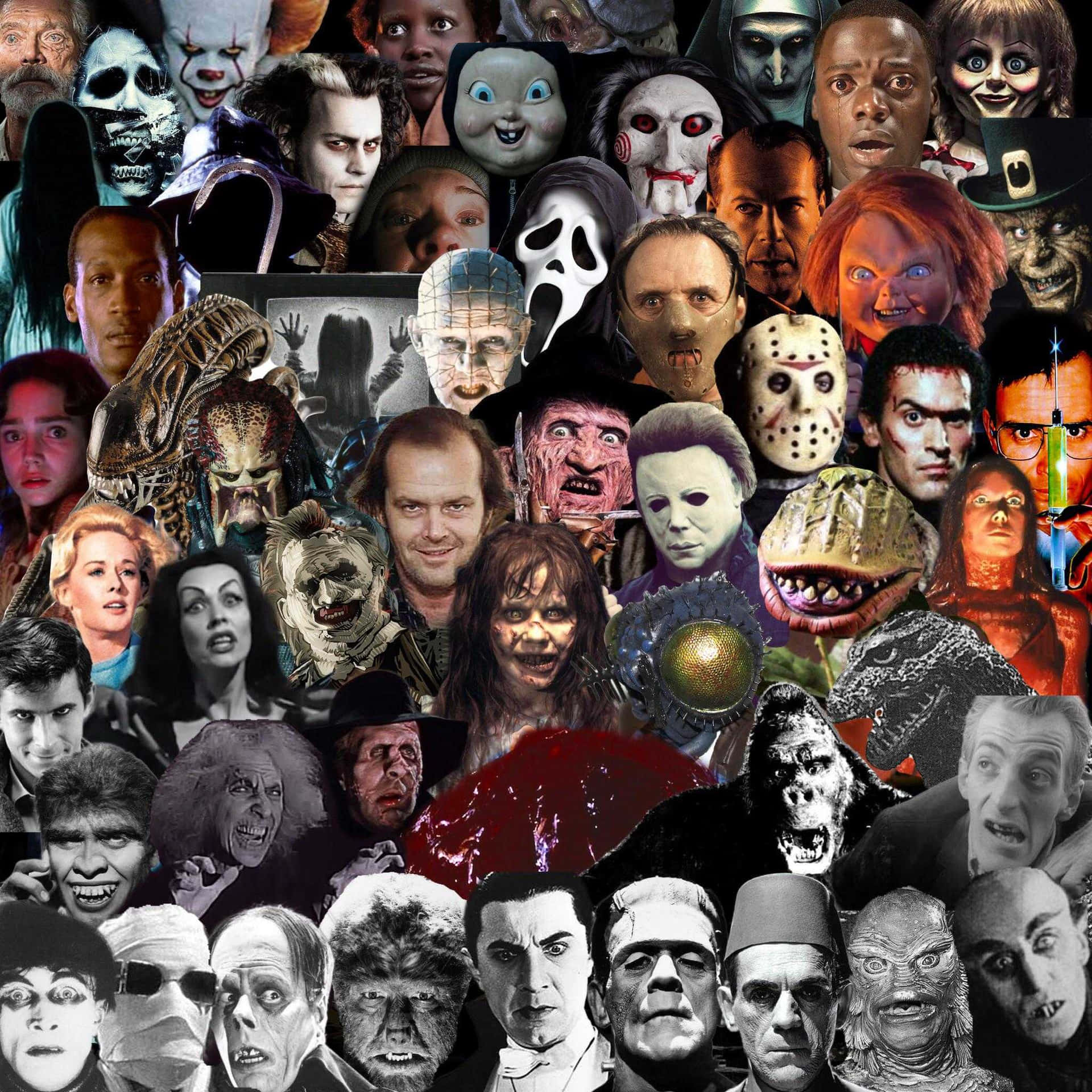 Fejre de mest skræmmende horror movie ikoner. Wallpaper