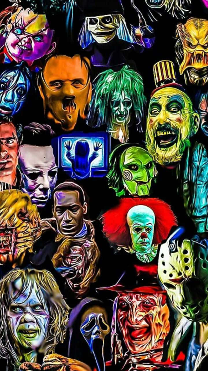 Celebrate Halloween in Style with Classic Horror Icons Wallpaper