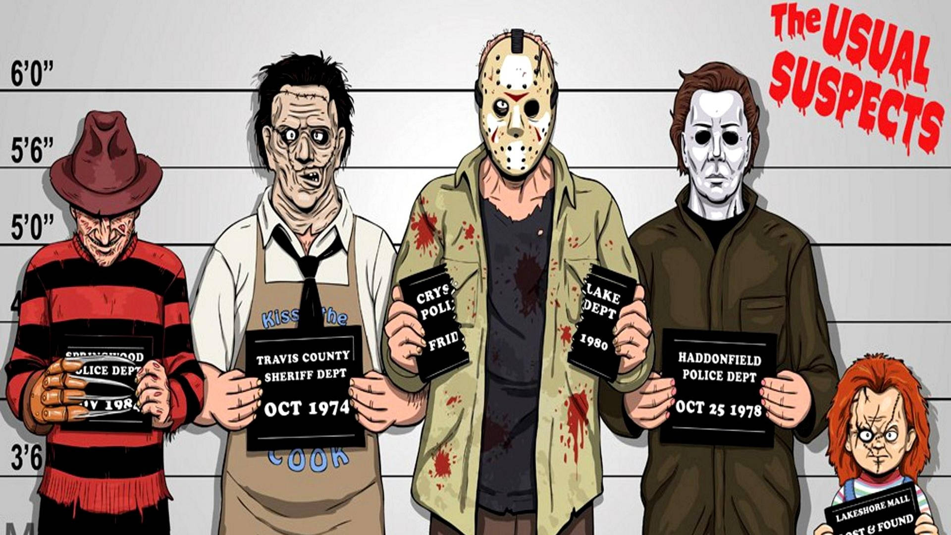 Horror Movie Antagonists Mugshot Background
