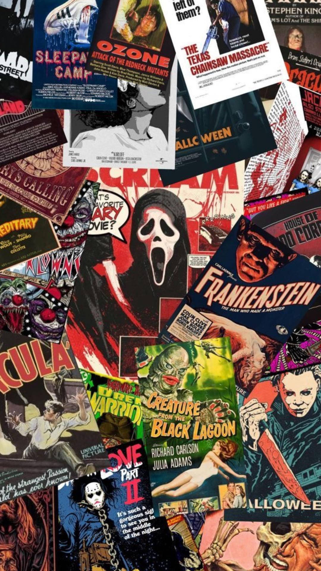 A Collection Of Horror Movie Posters Wallpaper