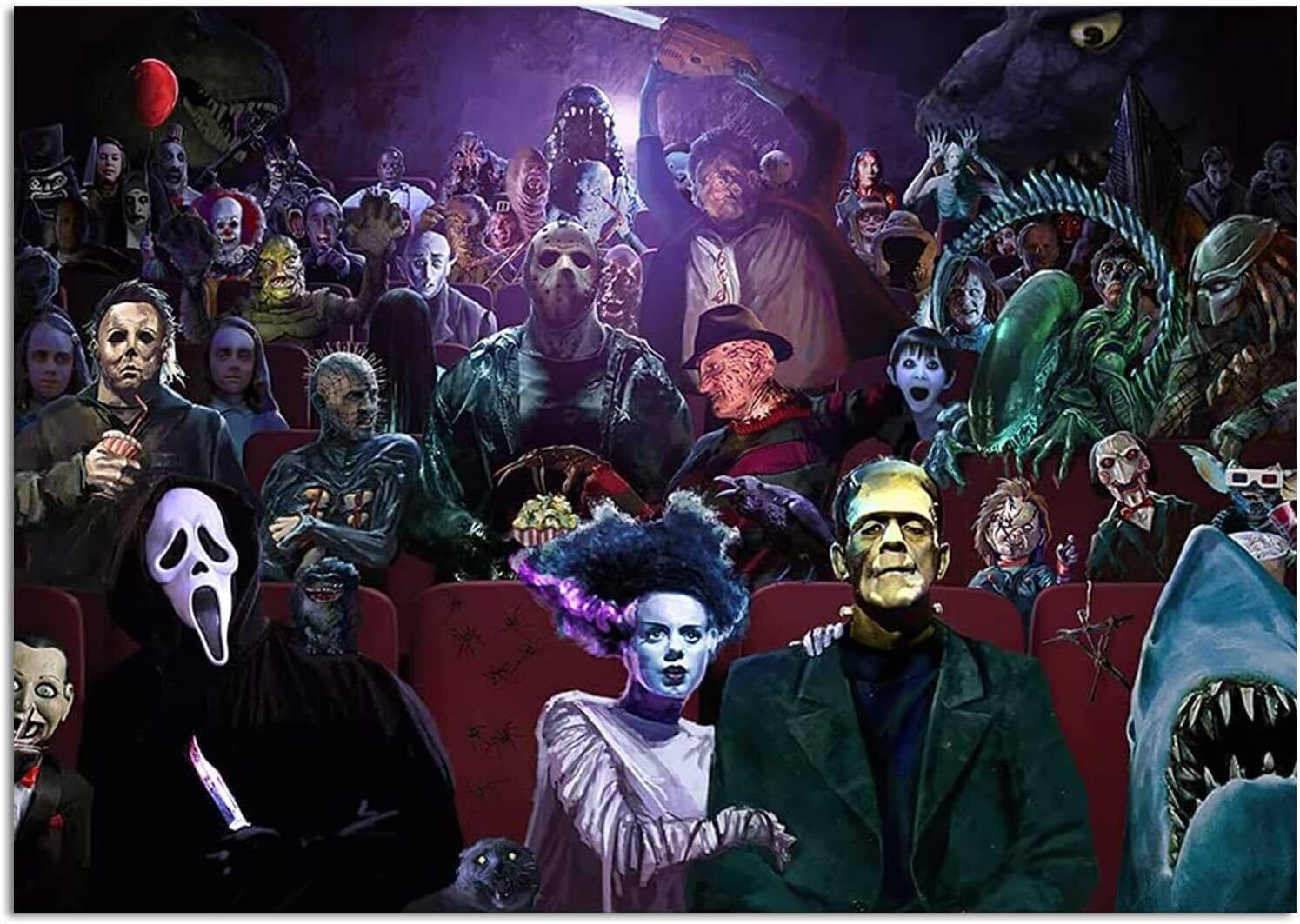 A Fun Tribute to Iconic Horror Movies Wallpaper