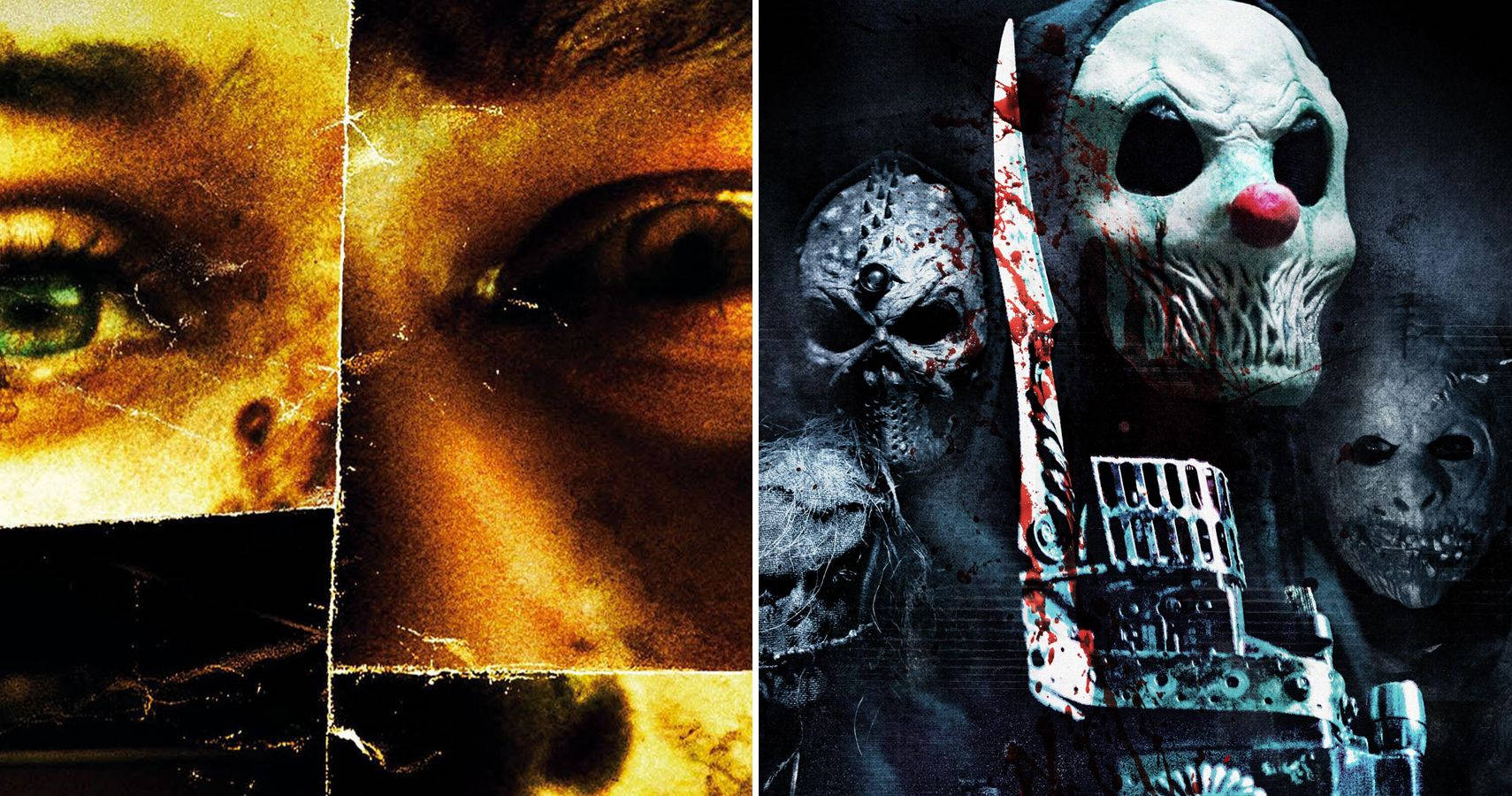 Collagedi Film Horror Maschera A Teschio Sfondo
