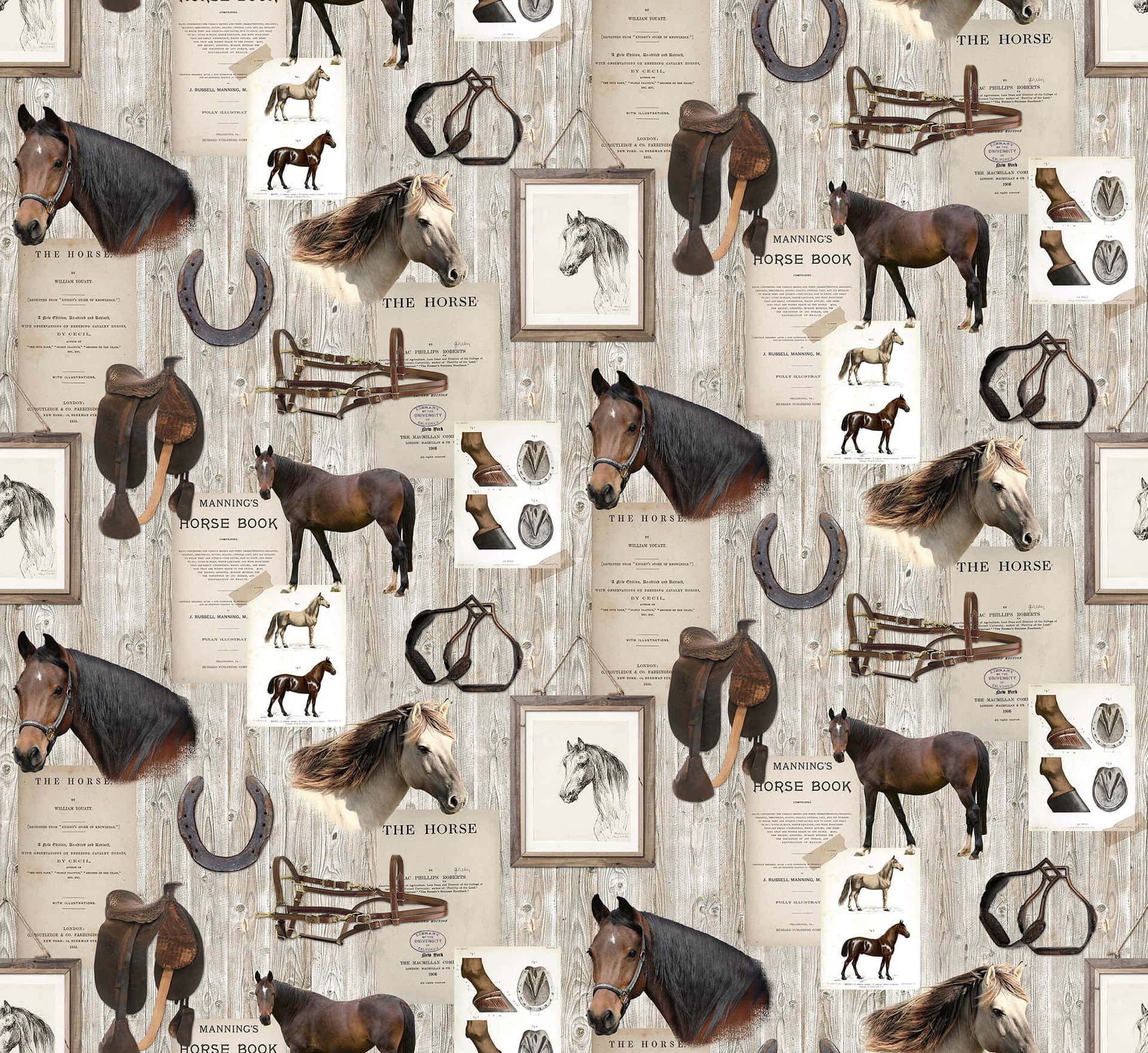 A Horse And Horseshoe Pattern Wallpaper