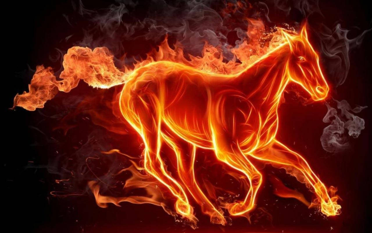 Horse Fire Background Wallpaper