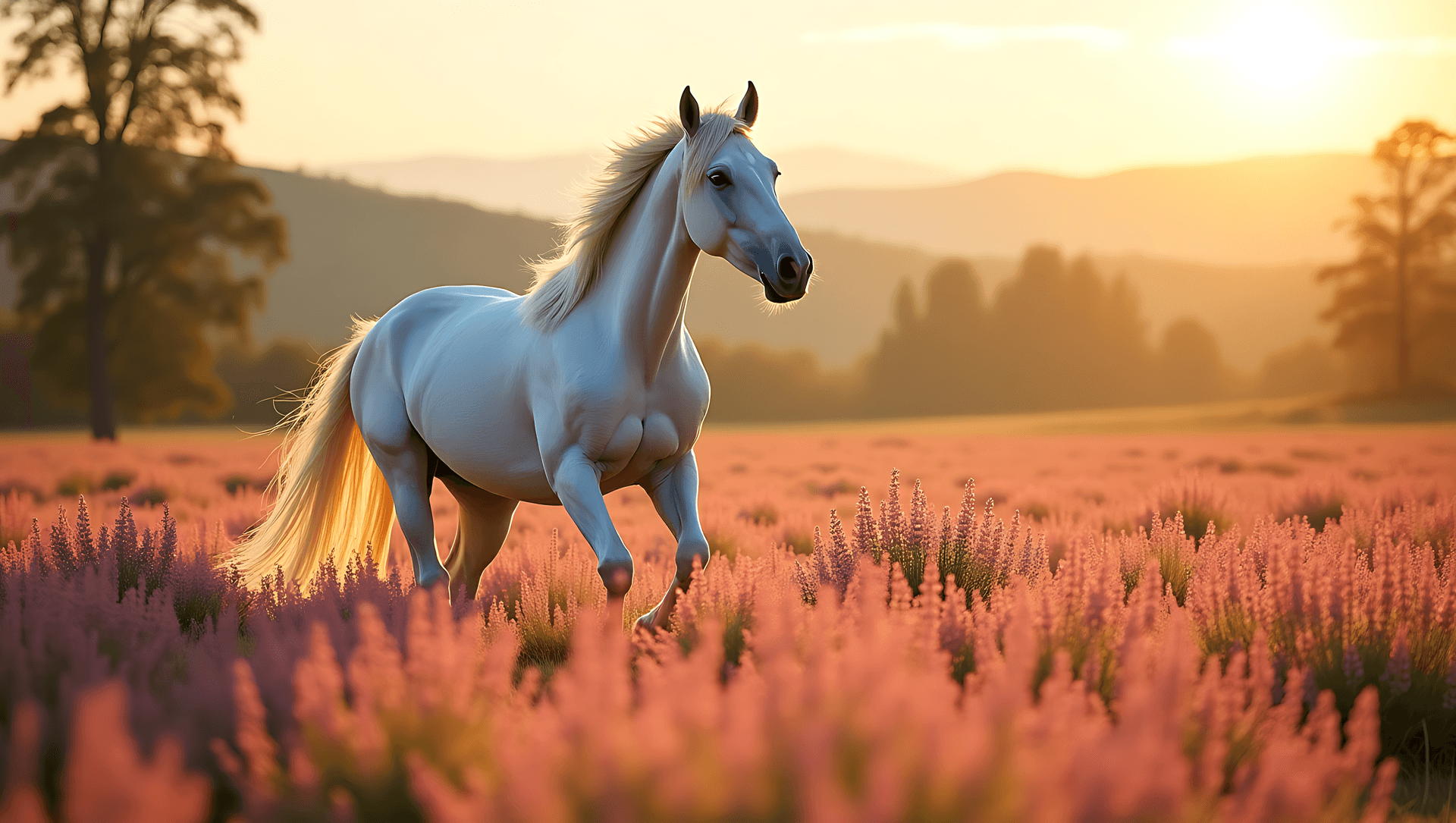 Horse In Meadow Nature Scene Wallpaper