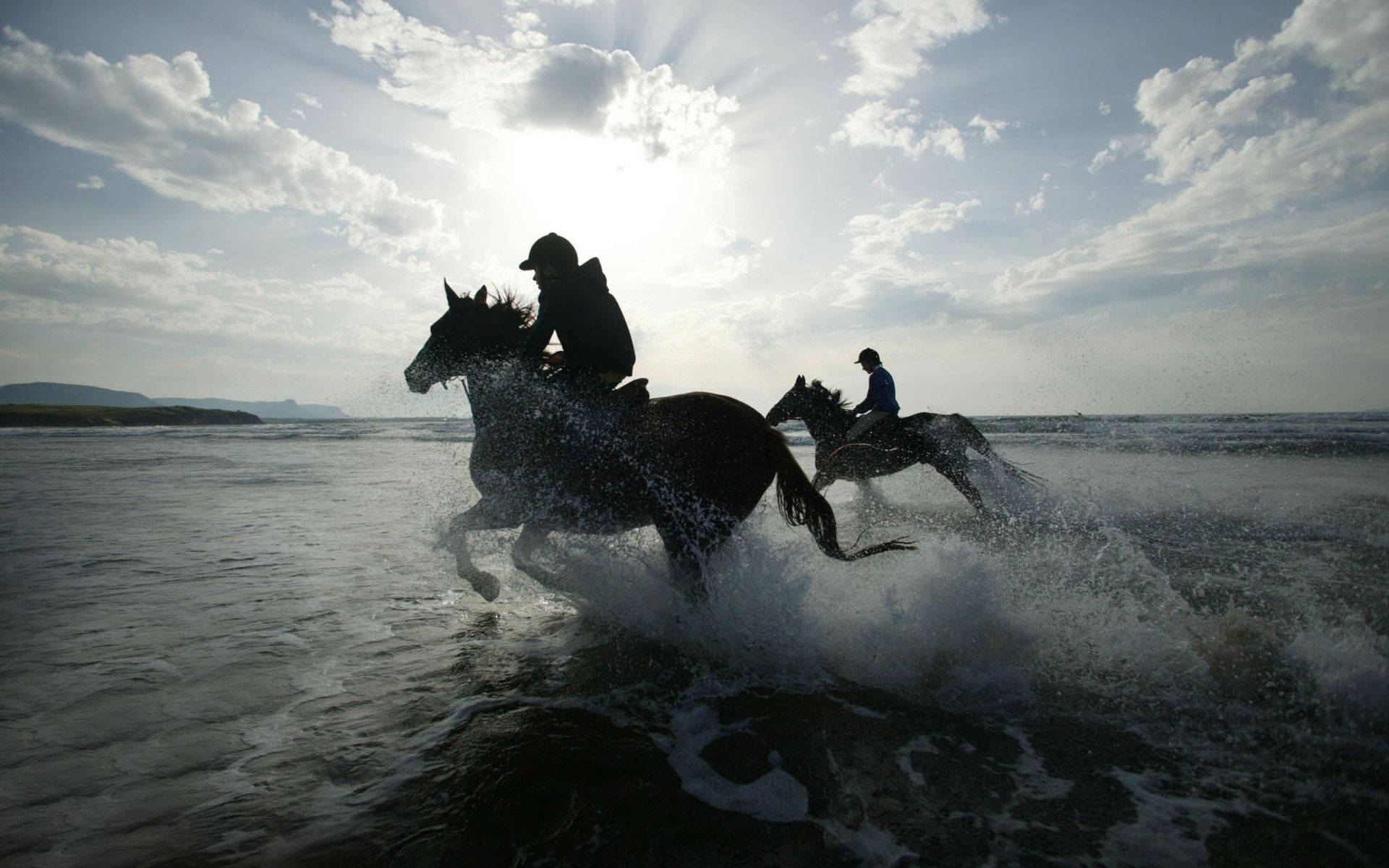 Horse Racing In The Vast Ocean Wallpaper