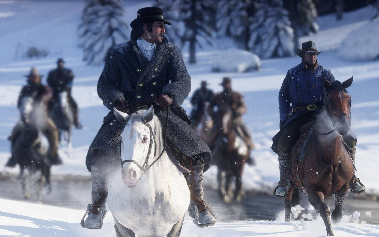 Caballored Dead Redemption 2 Cowboys En La Nieve. Fondo de pantalla