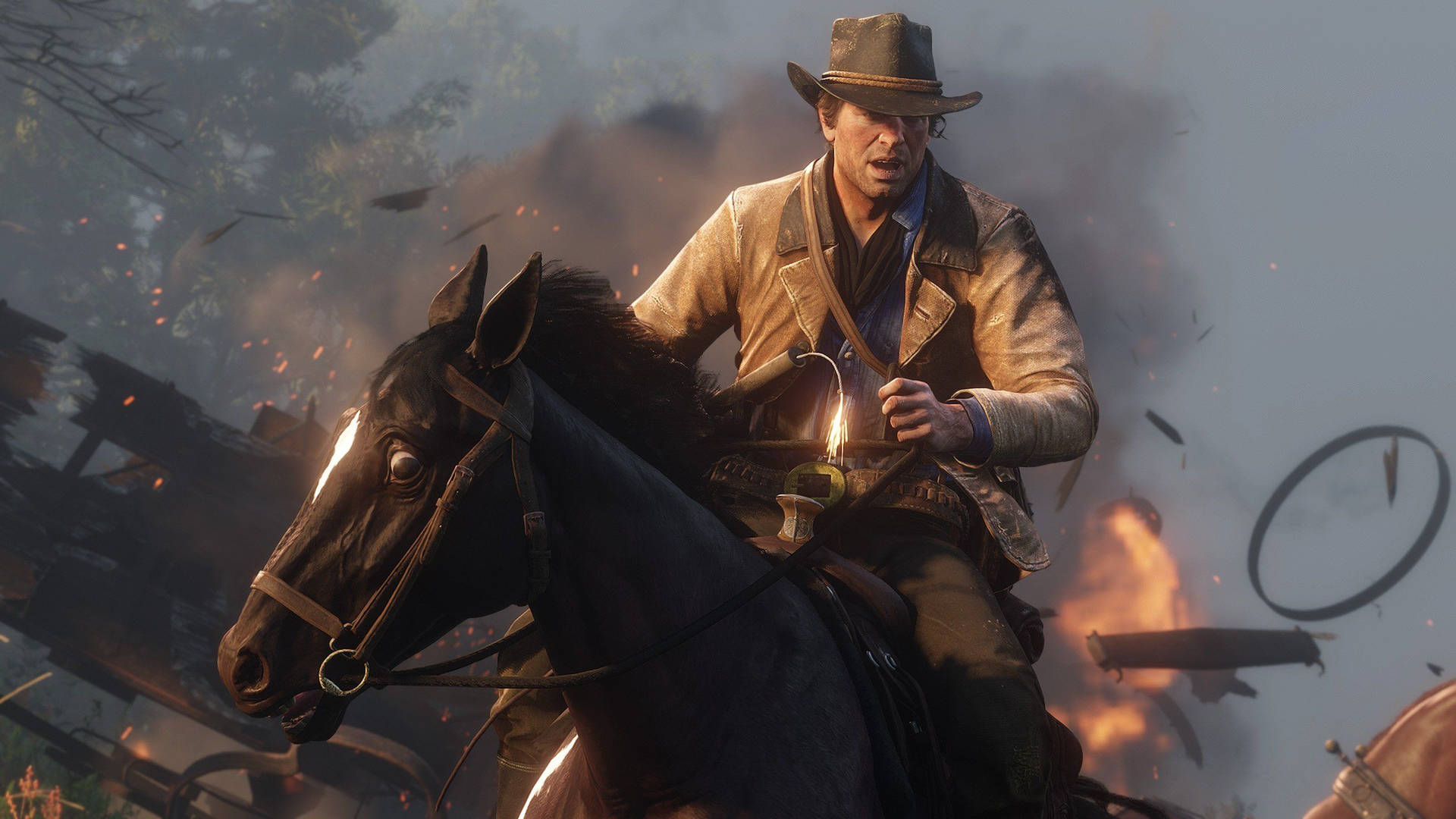 Wild West Riding: Saddle up and explore the open world of Red Dead Redemption 2 Wallpaper