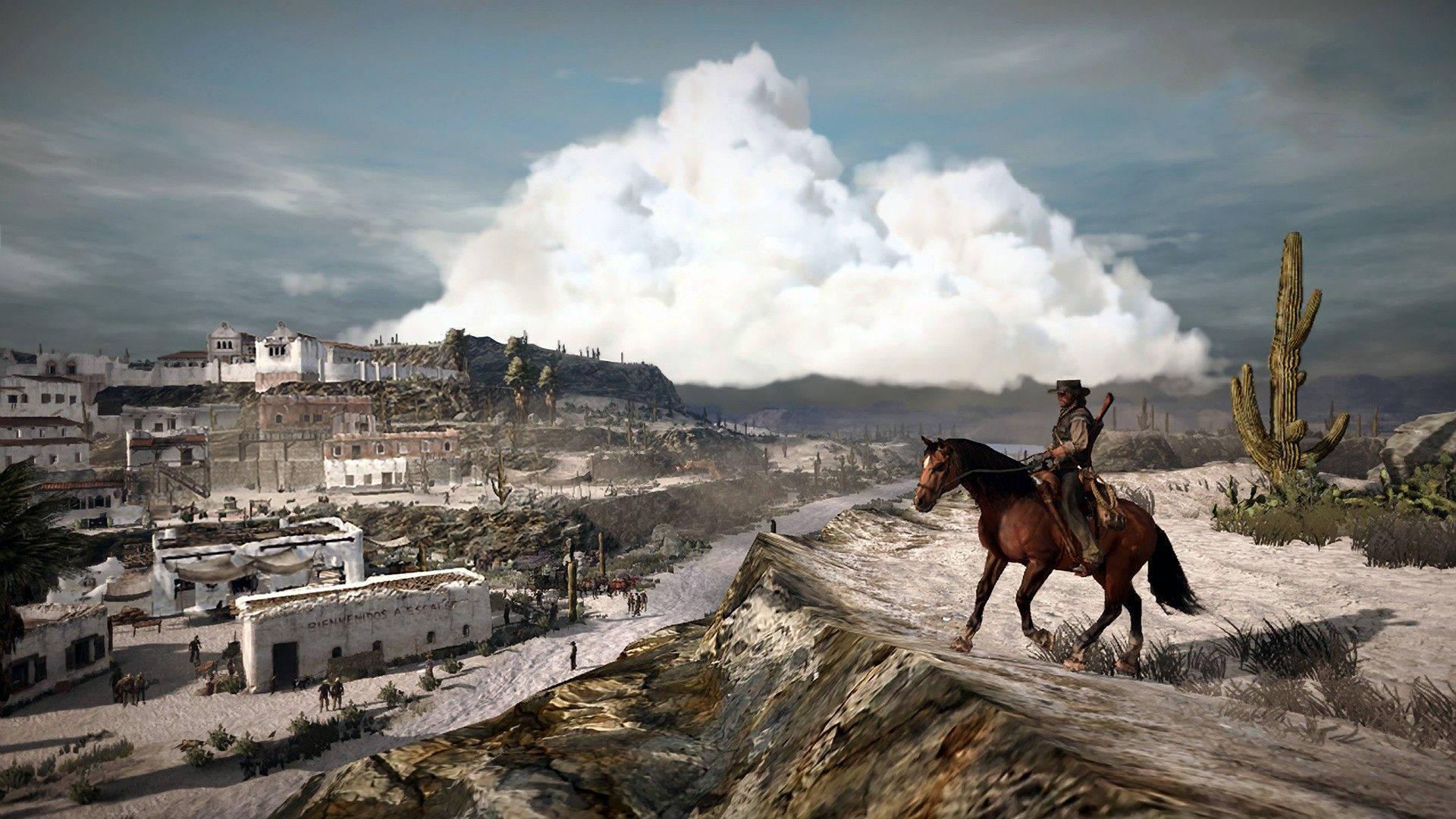 Pragtfuld hest der vandrer over Red Dead Redemption 2 Wallpaper