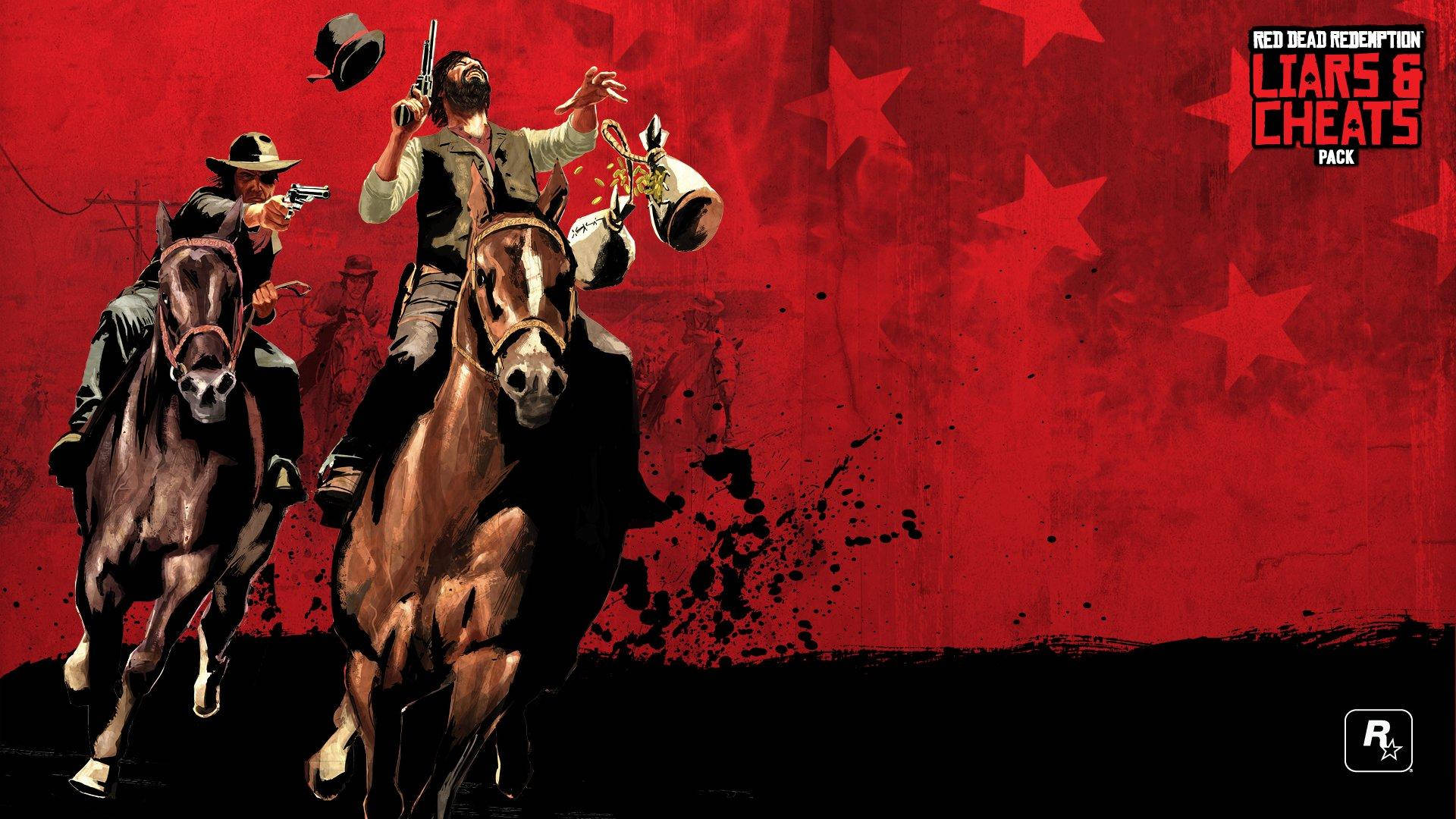 Hest Rød Dead Redemption 2 Gun Chase Tapet Wallpaper