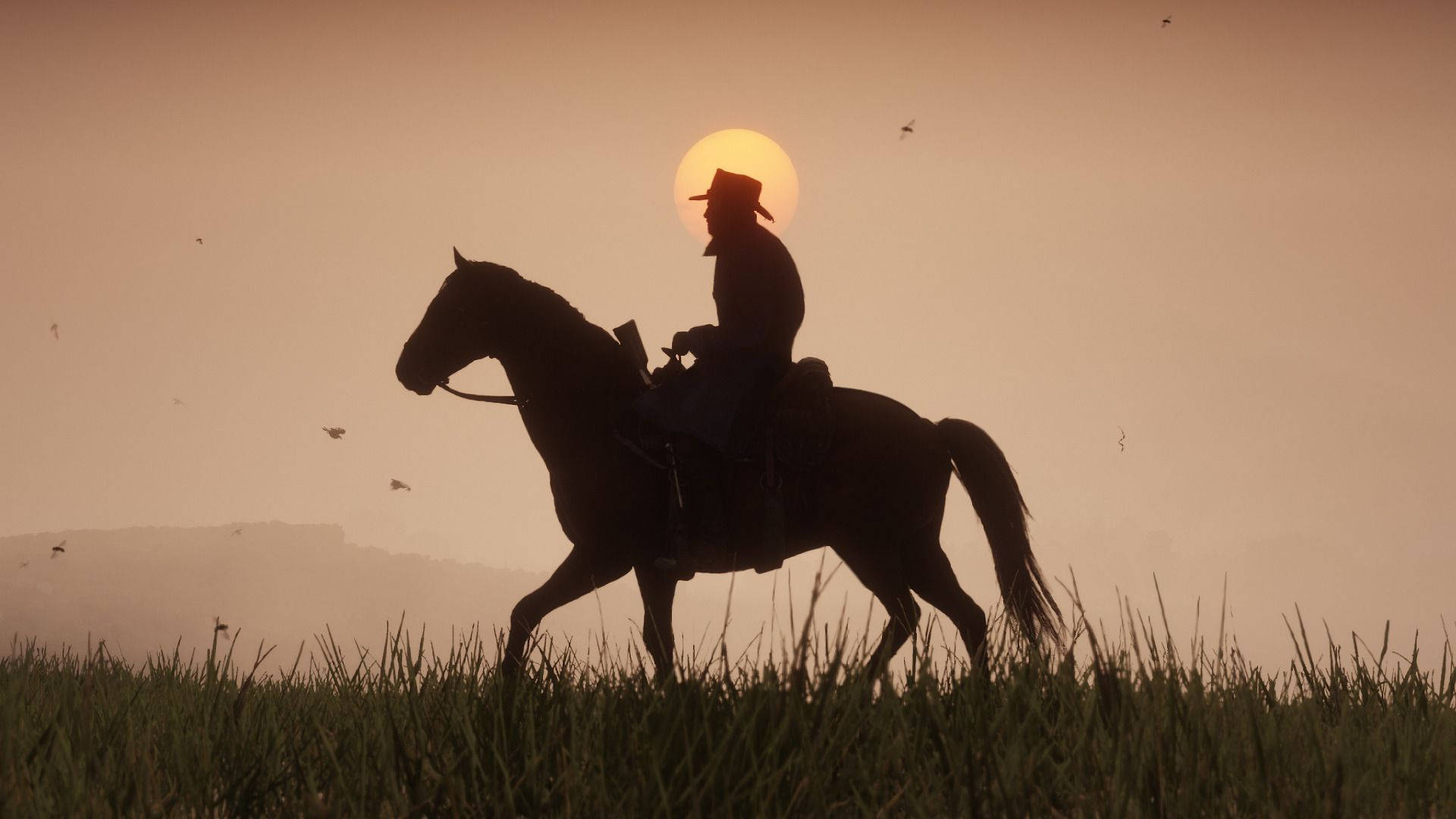Horse Riding Cowboy Sunset Red Dead Redemption 2 Wallpaper