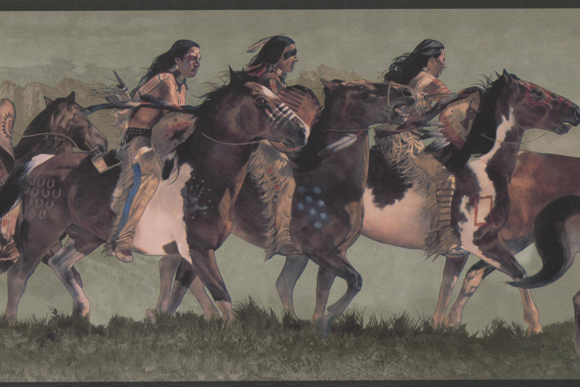Horse Riding Indian Tribe Natives Running Fast Wallpaper