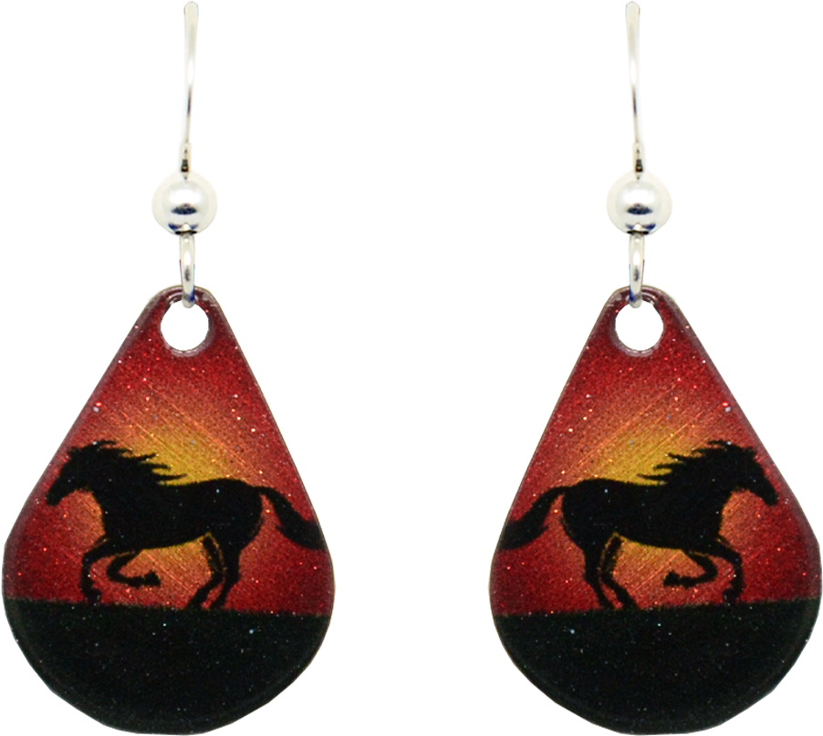 Horse Silhouette Earrings PNG