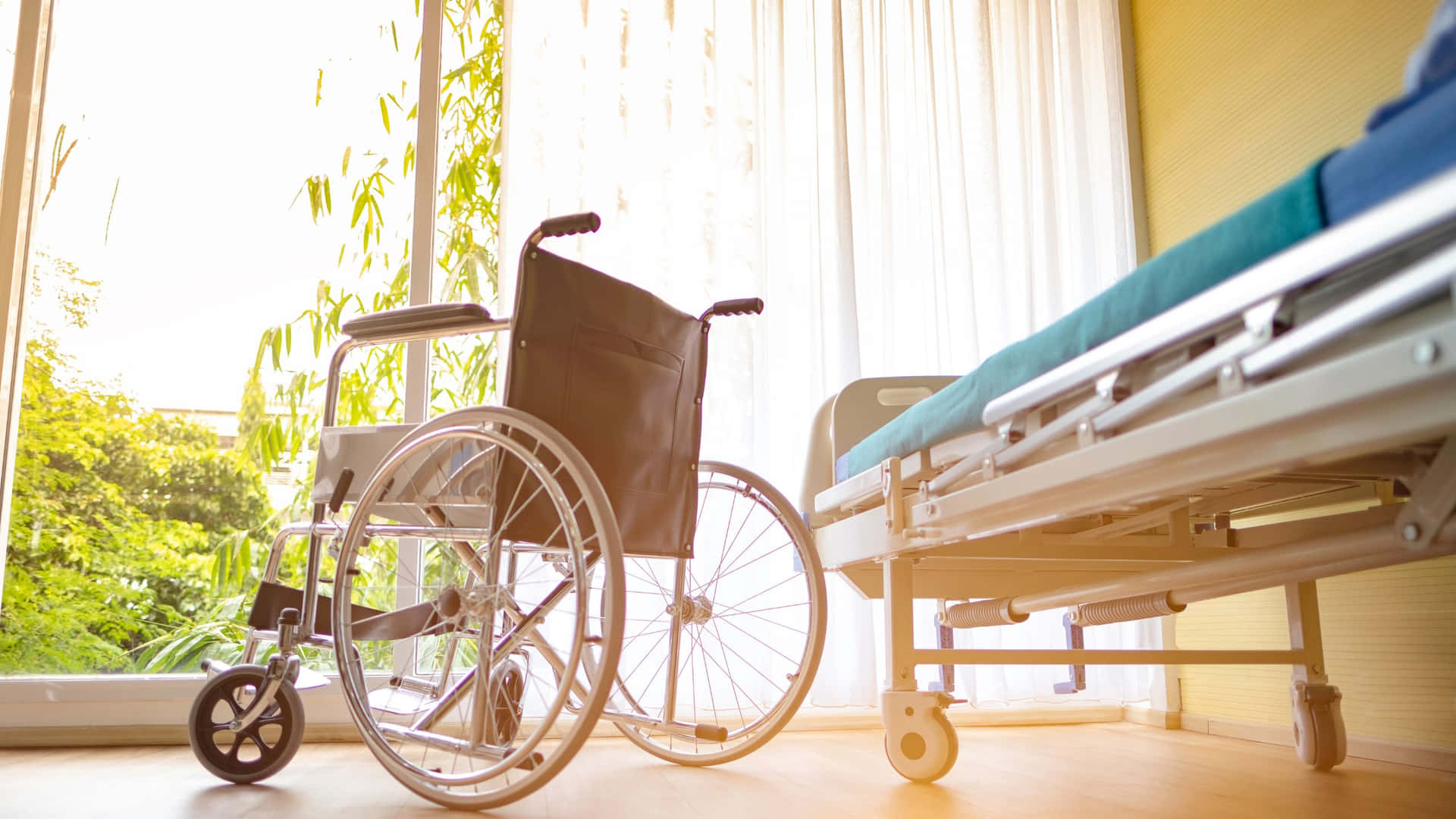A Wheelchair In A Hospital Room