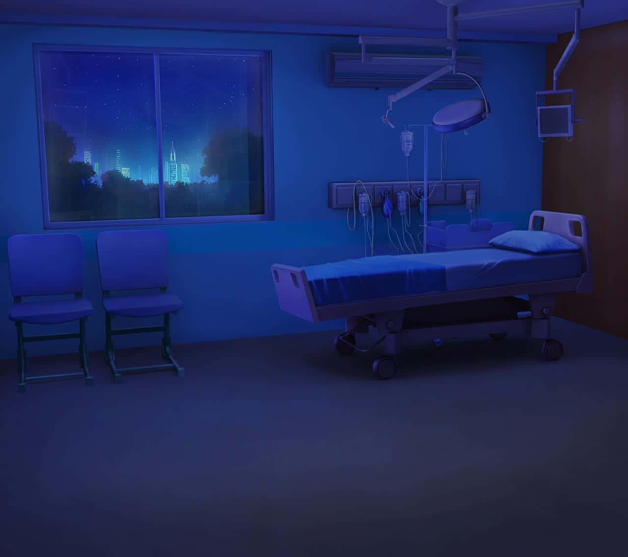 A Hospital Room With A Bed And A Chair
