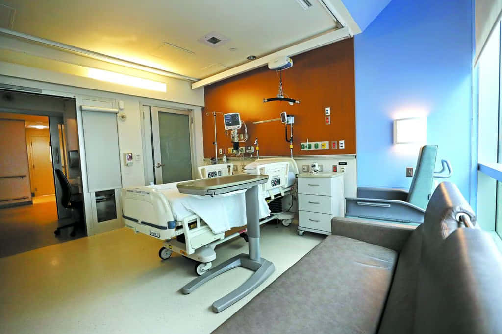 A Hospital Room With A Bed, A Couch And A Window
