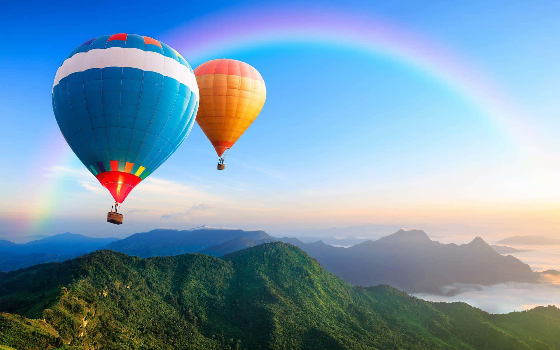 Apreciandoas Belas Paisagens Ao Flutuar Acima Do Mundo Em Um Balão De Ar Quente