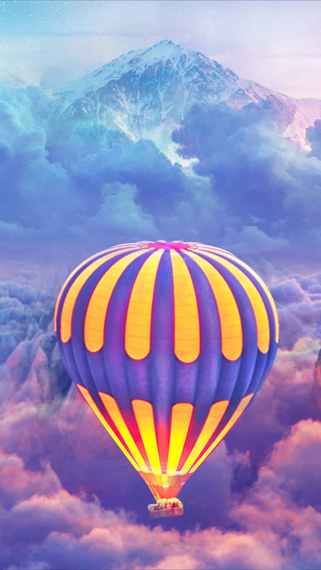 Hot Air Balloon Surrounded By Clouds Wallpaper