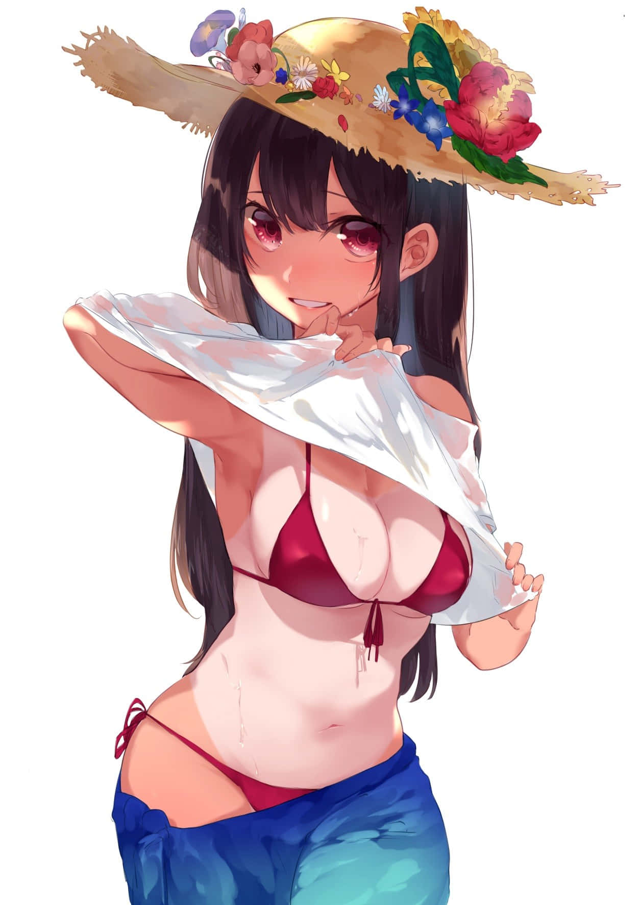 Varm anime pige sommer bikini tapet Wallpaper