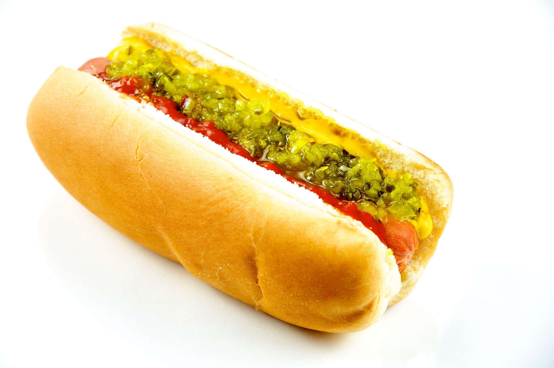 A Hot Dog With Mustard And Relish