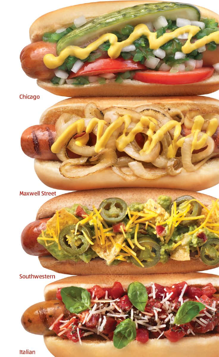 Hotdogsmed Forskellige Toppings
