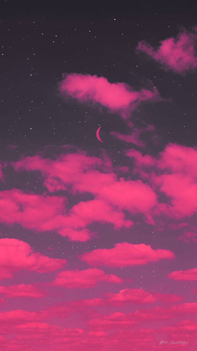 Hot Pink Aesthetic Clouds Wallpaper