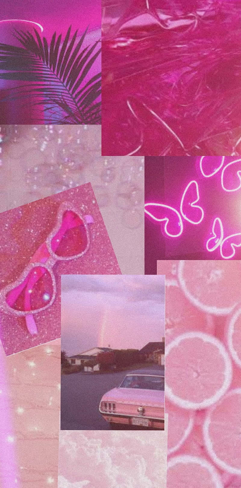 Hot Pink Aesthetic Collage Wallpaper