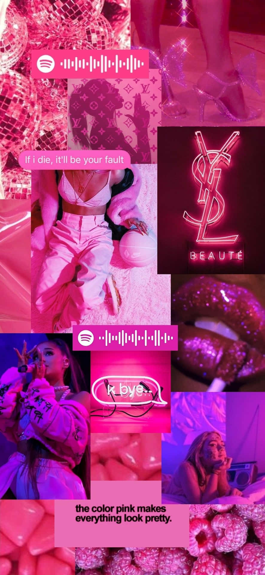 Hot Pink Aesthetic Collage Wallpaper