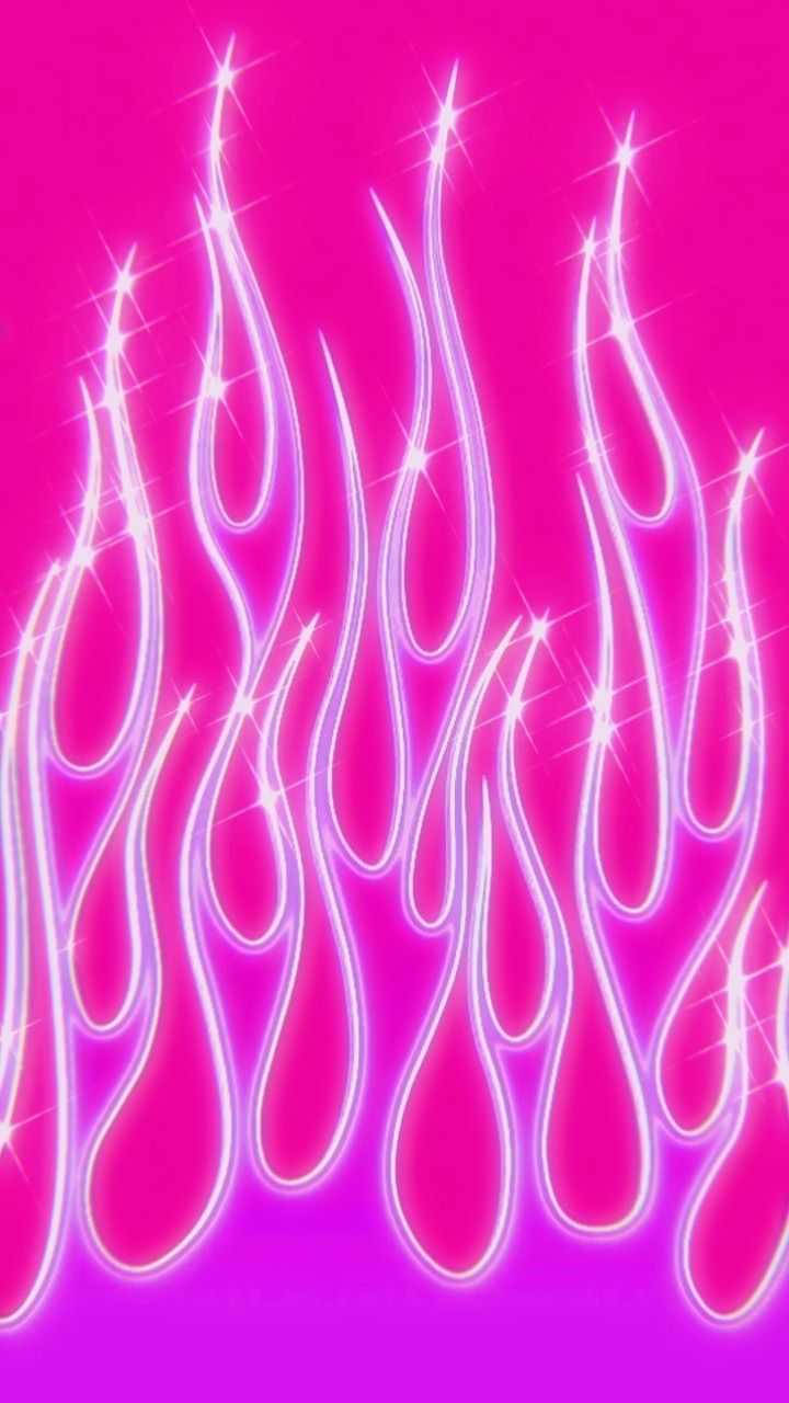 Hot Pink Aesthetic Flames Wallpaper