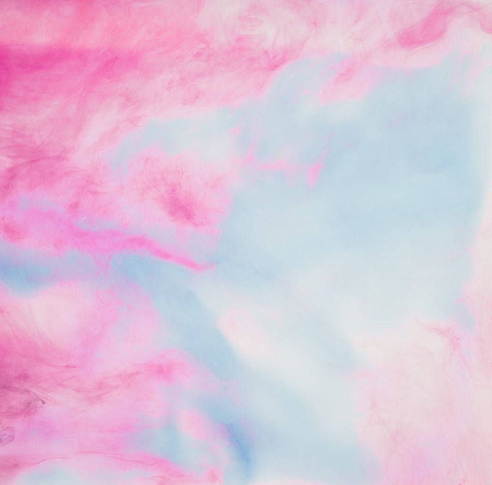Hot Pink And Blue Clouds Painting Wallpaper