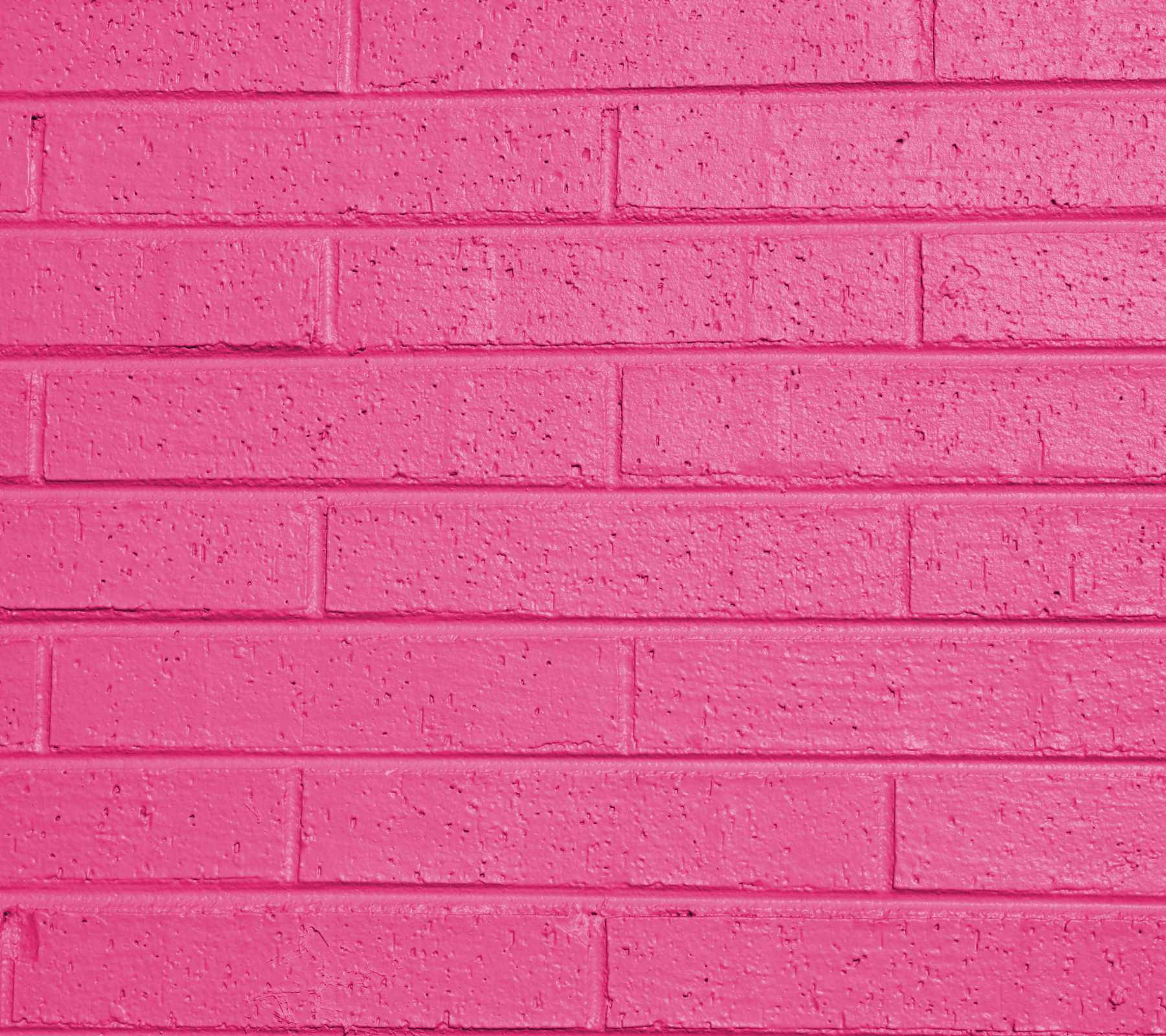 Hot Pink Colored Brick Wall Wallpaper