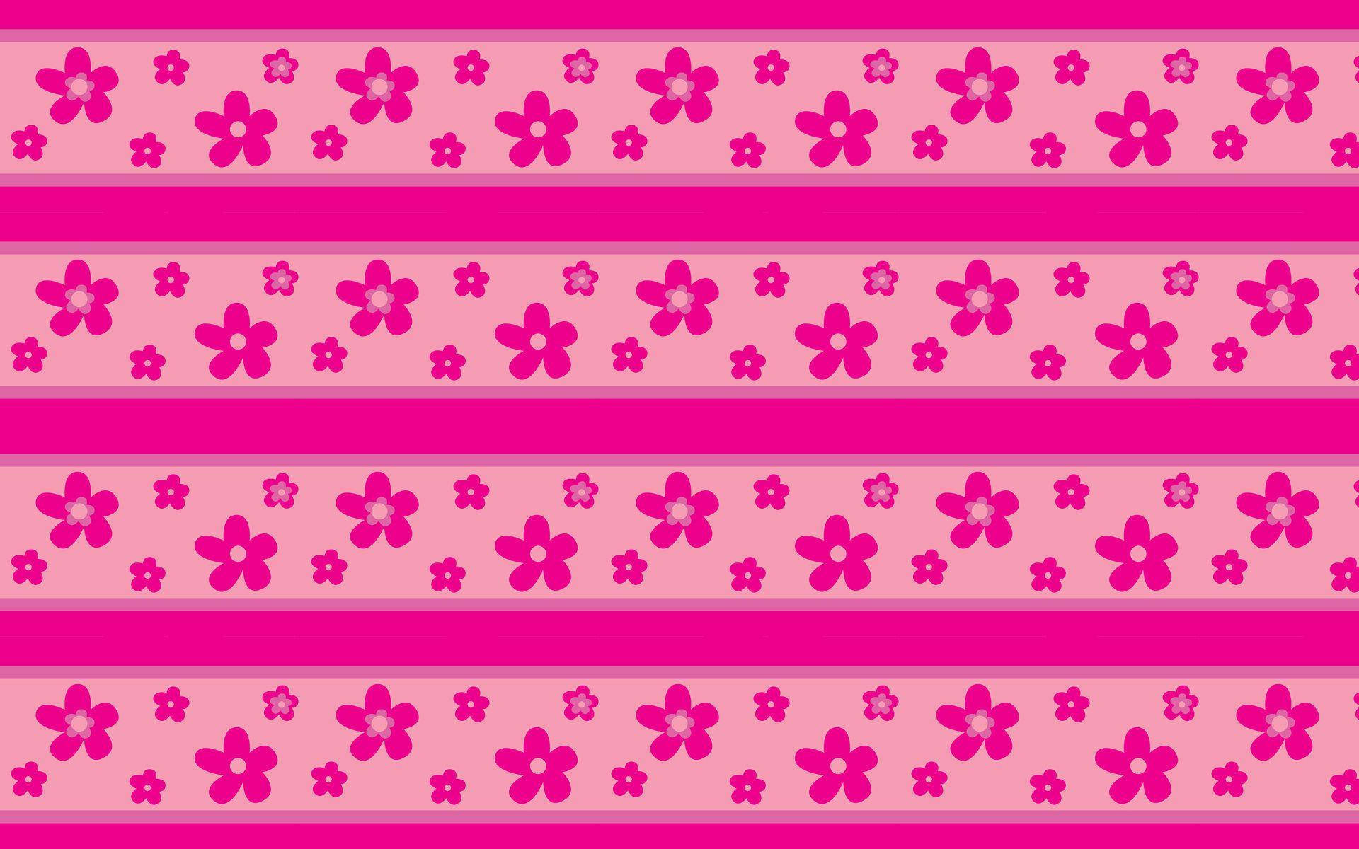 Hot Pink Flower And Lines Pattern