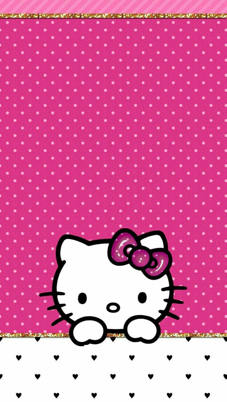 The Iconic Hello Kitty with Hot Pink and White Colors. Wallpaper