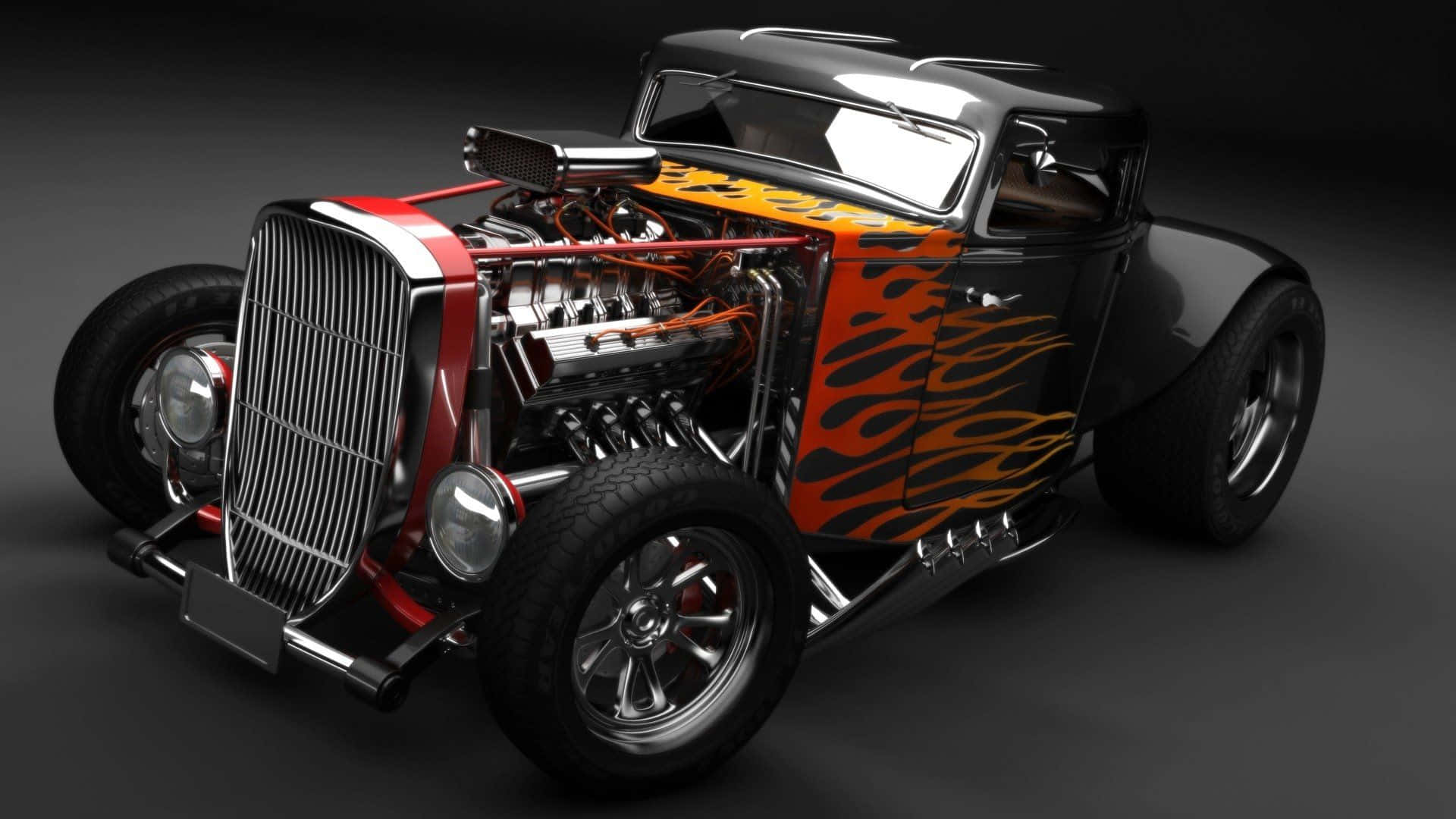 Revving up and Ready to Go: Cruise in Style in a Hot Rod Wallpaper
