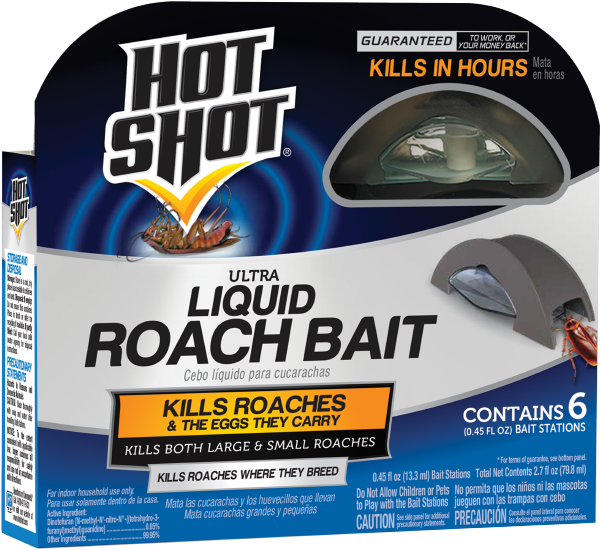 Hot Shot Ultra Liquid Roach Bait Product Packaging PNG